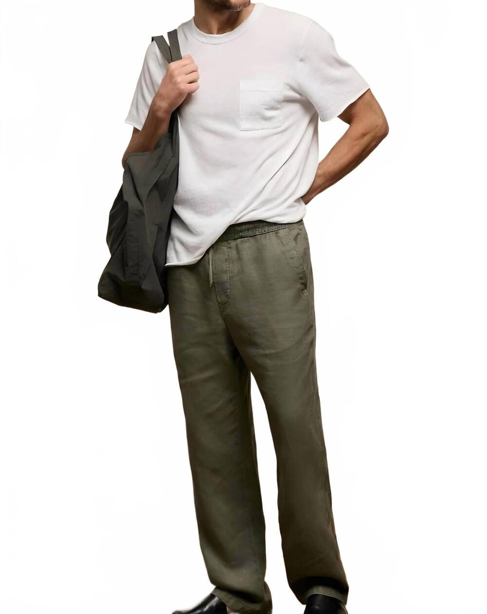 NEW JAMES PERSE lightweight linen pant in army green pigment